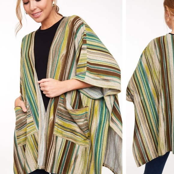 Striped color block knit cardigan with pockets - Picture 5 of 6